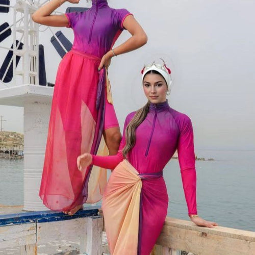 Damen modischer Schwimmanzug mit elegantem Wickellook R&B