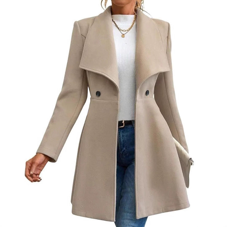 Damen schicke Übergangsjacke mit weitem Kragen R&B