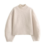 Damen Grobstrickpullover mit hohem Kragen R&B