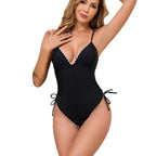Damen Eleganter Einteiler Badeanzug mit verstellbaren Schnürungen R&B