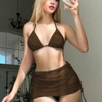 Damen Triangel-Bikini-Set mit verstellbarem Rock R&B