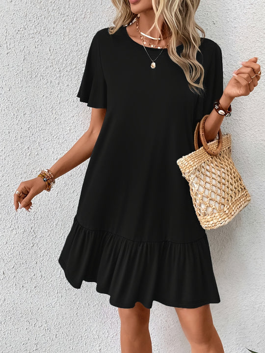 Damen Freizeitkleid mit voluminösen Rüschen und lässigen Ärmeln R&B