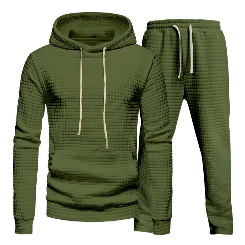 Herren Sportliches Hoodie-Set mit modischem Strukturdesign und elastischen Bündchen R&B
