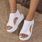 Damen Bequeme Plateau-Sandalen mit elastischem Obermaterial und rutschfester Sohle R&B