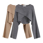 Damen lässiger Cropped-Pullover mit asymmetrischem Schnitt und strukturierter Oberfläche R&B