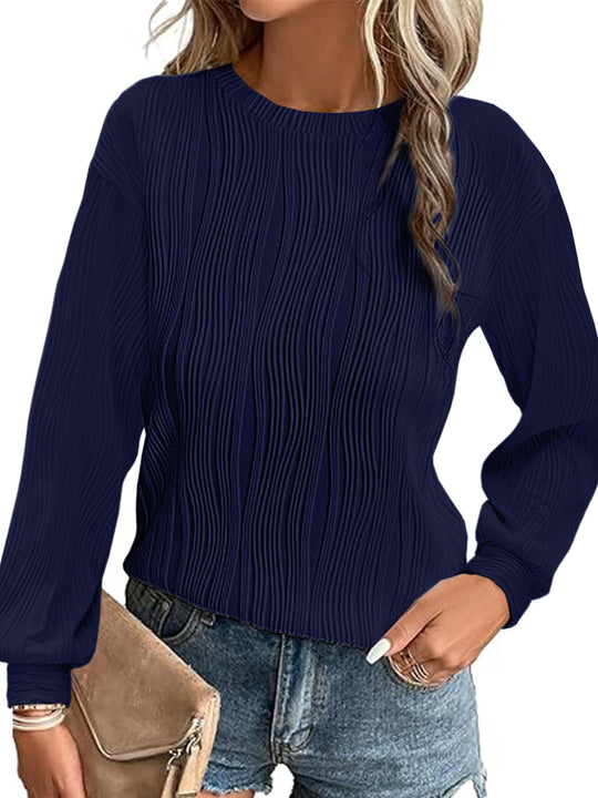 Damen plissierter Langarm-Pullover R&B