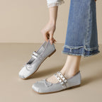 Damen Ballerinas mit verstellbarem Riemen und stilvollem Schleifendetail