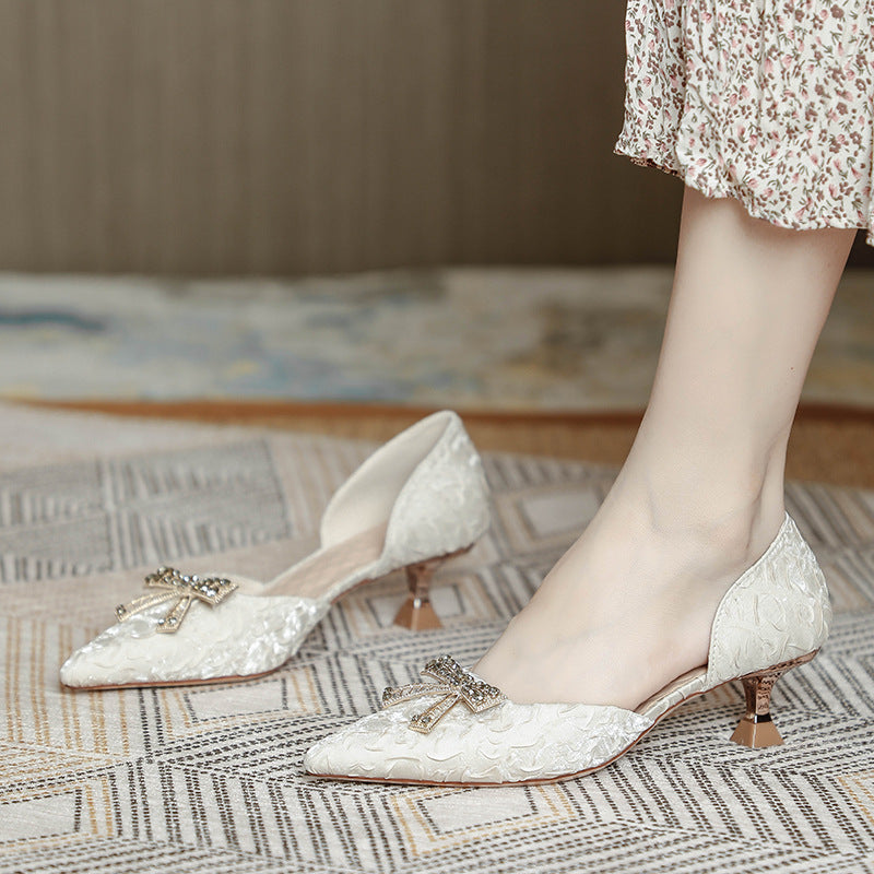 Damen elegante Pumps mit glitzernder Schleifenapplikation R&B