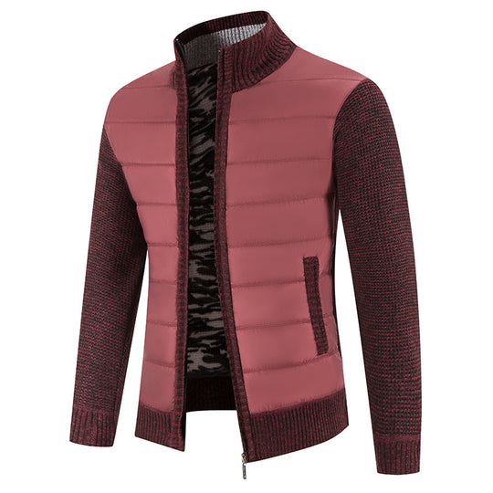 Herren gesteppte Jacke mit modischem Strickarm R&B