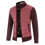 Herren nan Hybrid-Strick-Steppjacke mit wattierter Front, ergonomischen Strickärmeln und hohem Stehkragen R&B