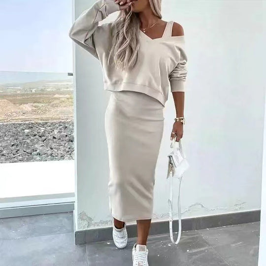 Damen Freizeit-Minikleid- und Sweater-Kombination R&B
