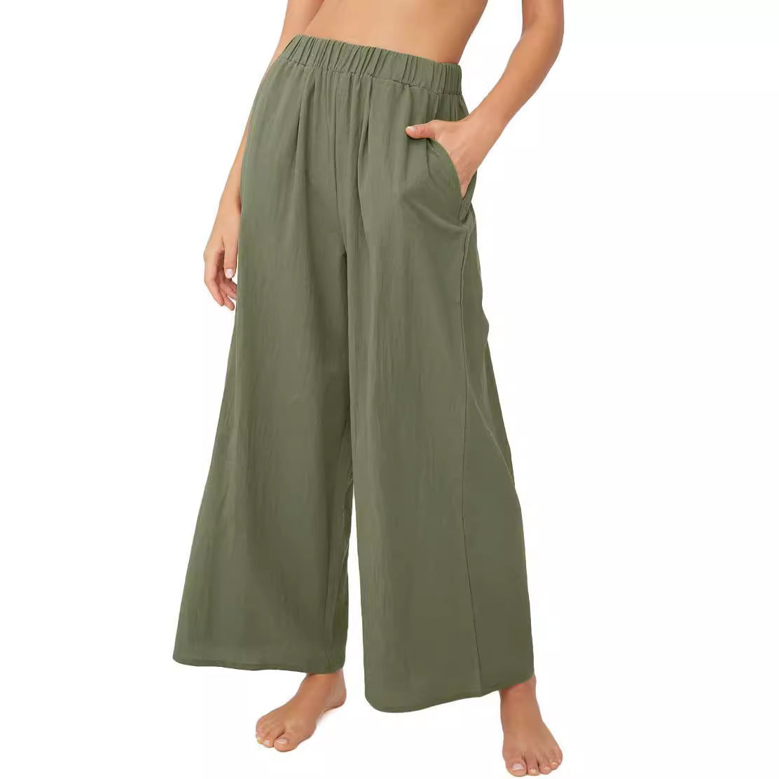 Damen Weit geschnittene Sommerhose mit elastischem Bund und praktischen Seitentaschen R&B