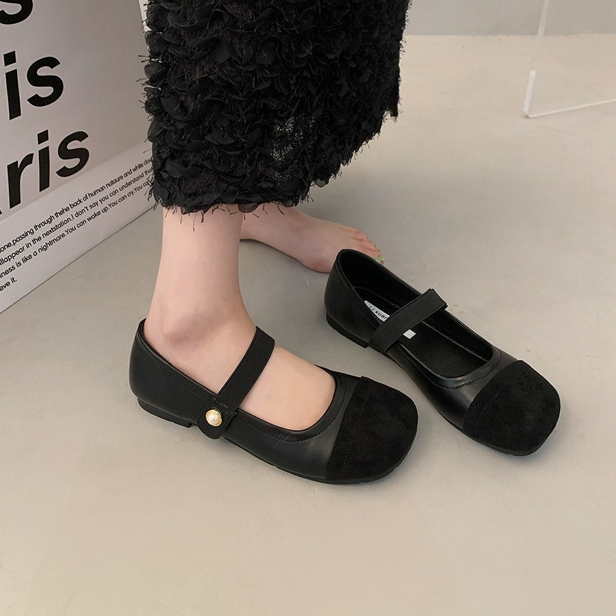 Damen Ballerinas mit elegantem Riemchen und modischer Perlenverzierung R&B