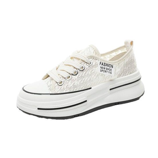 Damen Plattform Sneakers mit modischer Textil-Oberfläche und bequemer Dämpfung R&B