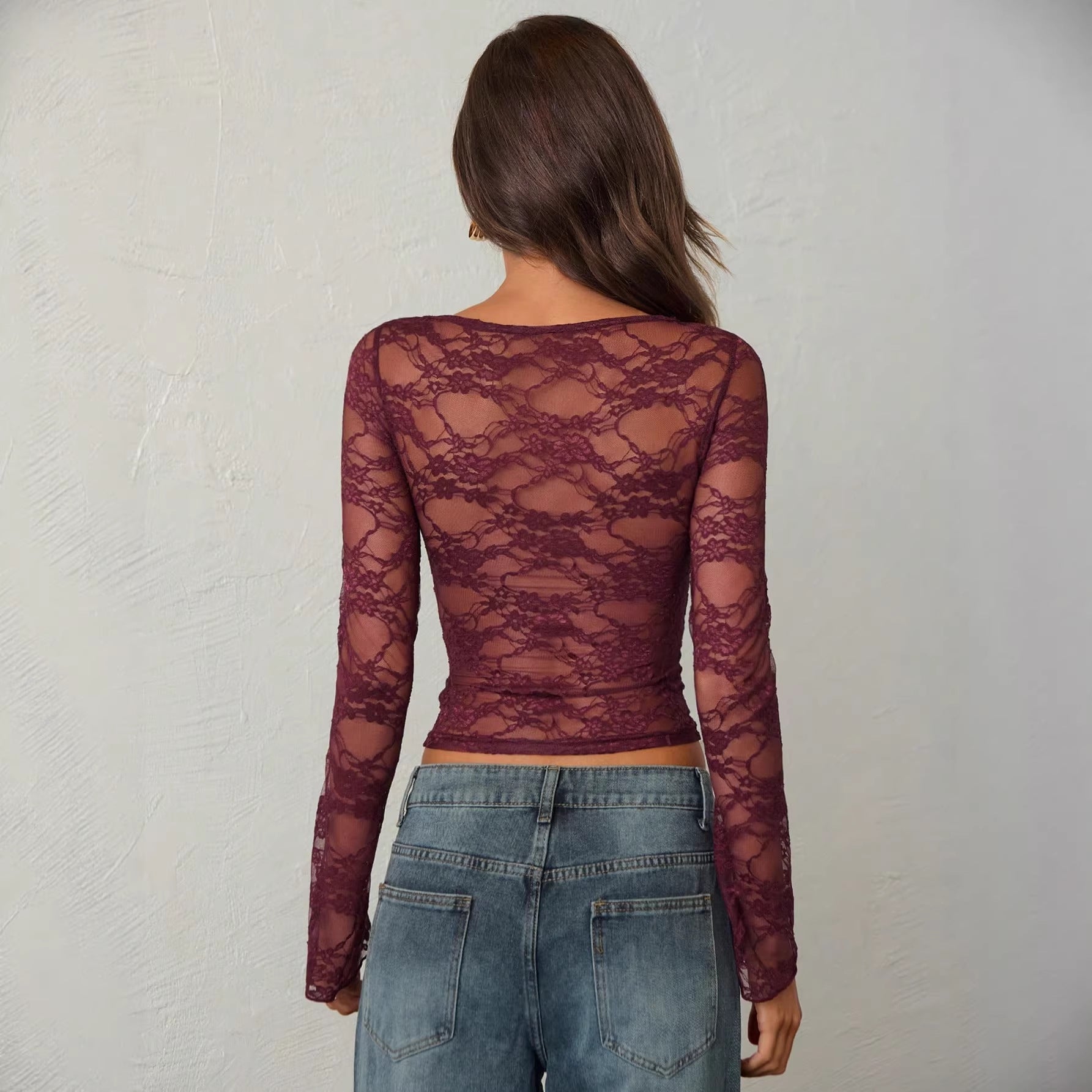 Damen nan tailliertes Spitzenoberteil mit integriertem Bustier und geraffter Brustpartie R&B