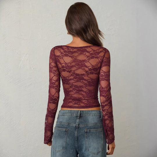Damen nan tailliertes Spitzenoberteil mit integriertem Bustier und geraffter Brustpartie R&B