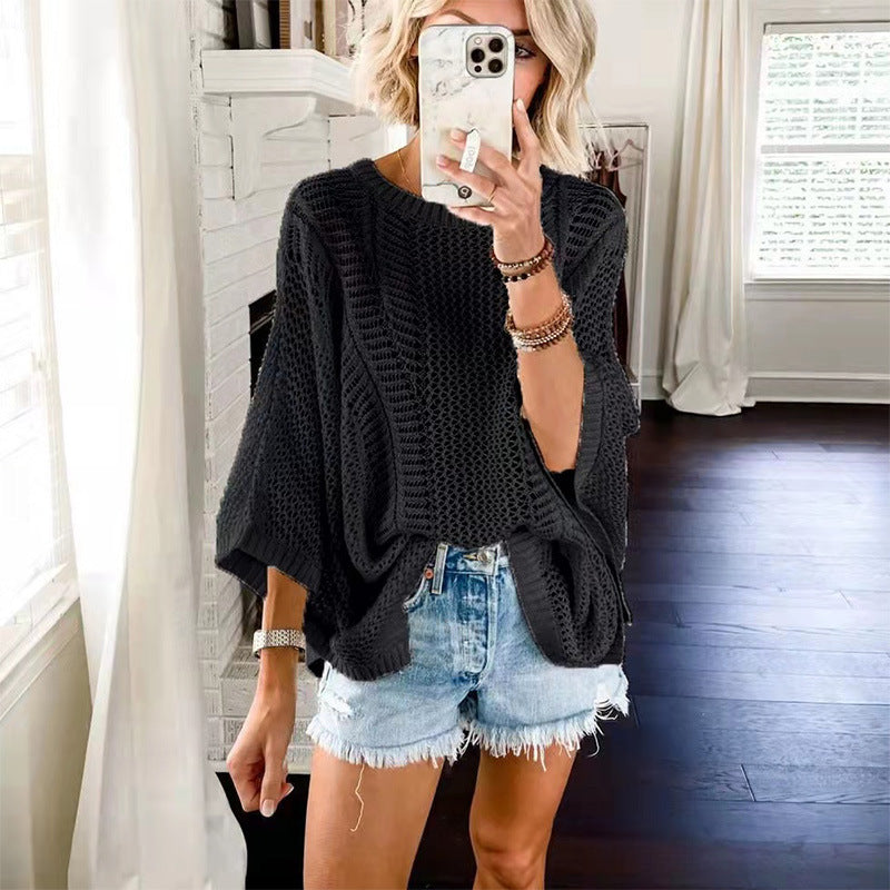 Damen lässiger Strickoversize-Pullover R&B