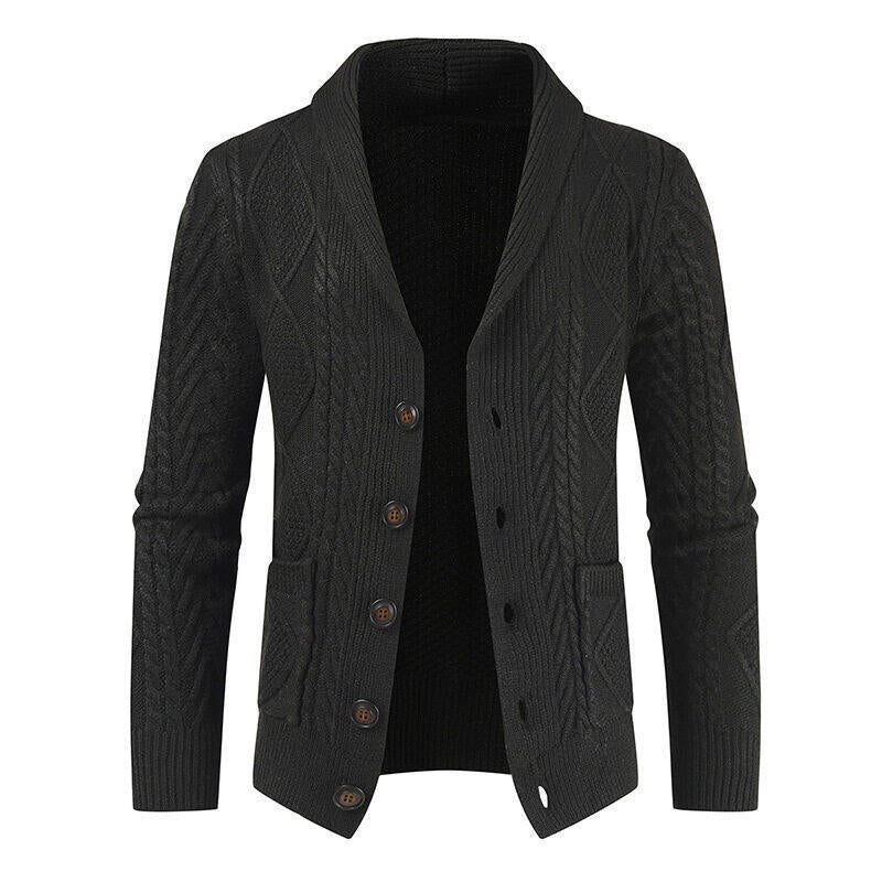Herren Strickjacke mit modernem Zopfmuster und praktischen Taschen R&B