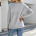 Damen gemütliche Strickjacke mit großen aufgesetzten Taschen und Knöpfen