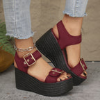 Damen Sportliche Plateau-Sandalen mit verstellbaren Riemen R&B