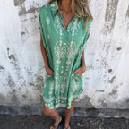 Damen modisches Hemdblusenkleid mit feinem Muster