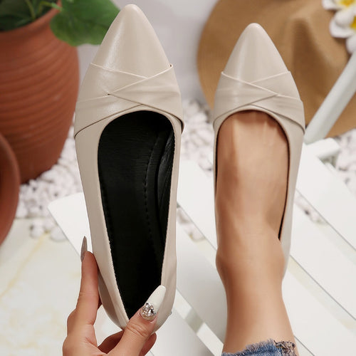Damen elegante Ballerinas mit raffiniertem Lederoberteil R&B