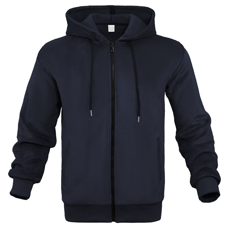 Herren sportliche Kapuzenjacke aus atmungsaktivem Material mit seitlichen Reißverschlusstaschen R&B