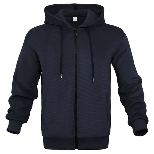 Herren sportliche Kapuzenjacke aus atmungsaktivem Material mit seitlichen Reißverschlusstaschen R&B
