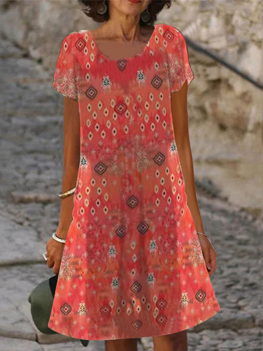 Damen lässiges Sommerkleid mit modernen Mustern und femininem Schnitt R&B