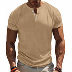 Herren Kurzarm-Henley-T-Shirt mit strukturiertem Design R&B