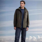 Herren leichte Multifunktionsjacke mit praktischen Taschen und hohem Kragen R&B