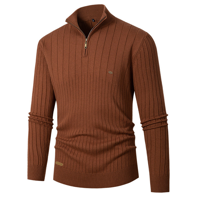Herren Pullover mit Stehkragen und Feinstrick R&B