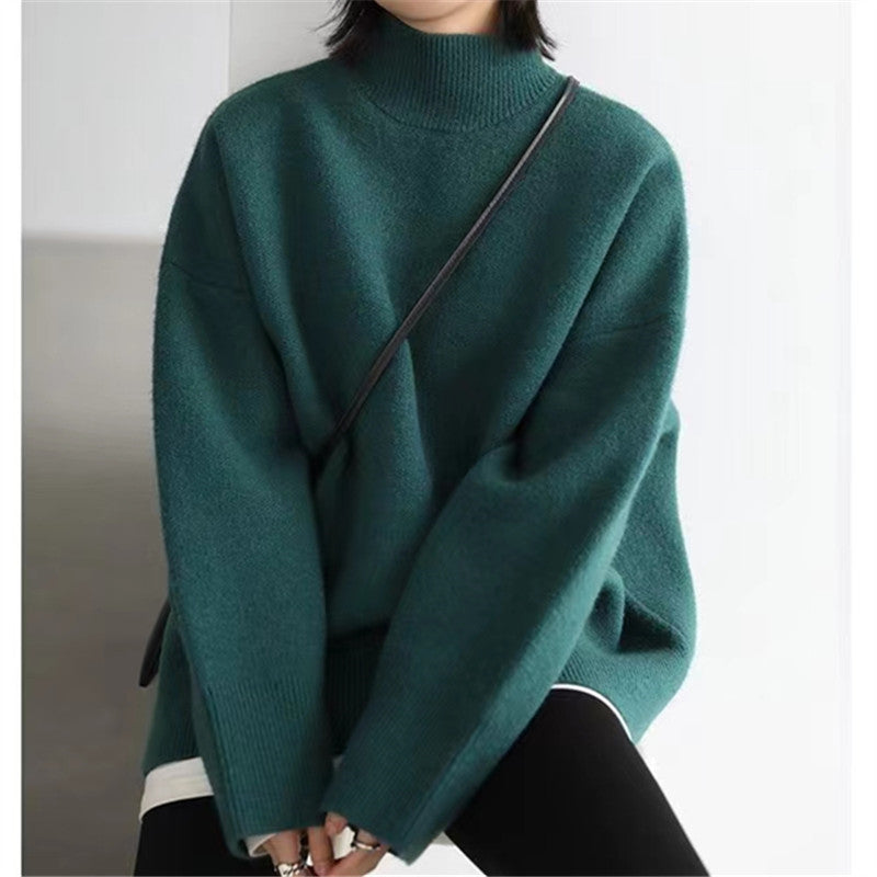 Damen Hochwertiger Rollkragenpullover mit oversized Schnitt und eleganten Ärmelabschlüssen R&B