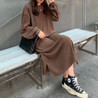Damen Elegantes Maxikleid mit langen Ärmeln und strukturiertem Design