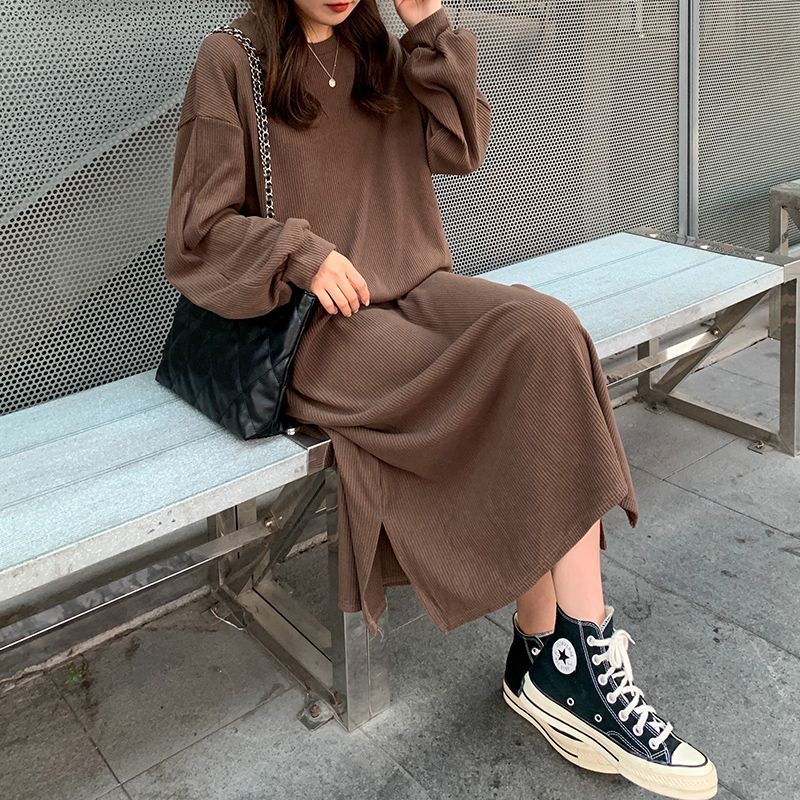 Damen Elegantes Maxikleid mit langen Ärmeln und strukturiertem Design