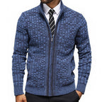 Herren strukturierte Strickjacke mit eleganter Zip-Front R&B