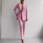 Damen elegantes Zweiteiler-Anzug-Set mit tailliertem Blazer und schmalen Hosen
