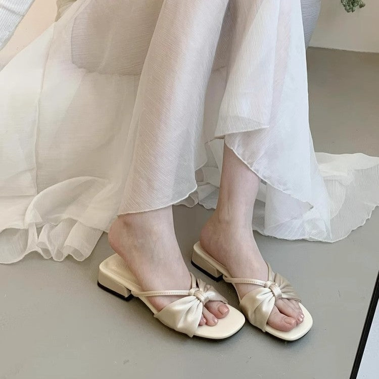 Damen modische Pantoletten mit dekorativem Schleifen-Detail und bequemer Sohle R&B