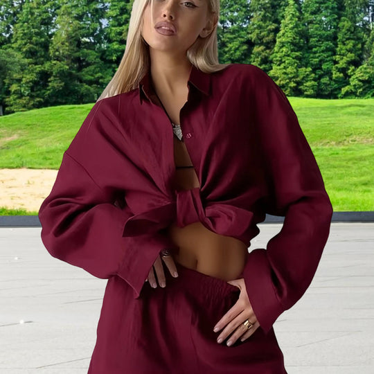 Damen Oversized Hemdblusenkleid mit langen Ärmeln und asymmetrischem Schnitt R&B