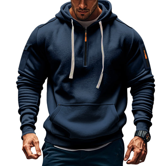 Herren Funktions-Hoodie mit halbem Reißverschluss und praktischen Taschen R&B
