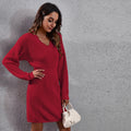 Damen Strickkleid mit V-Ausschnitt und lässigem Schnitt R&B
