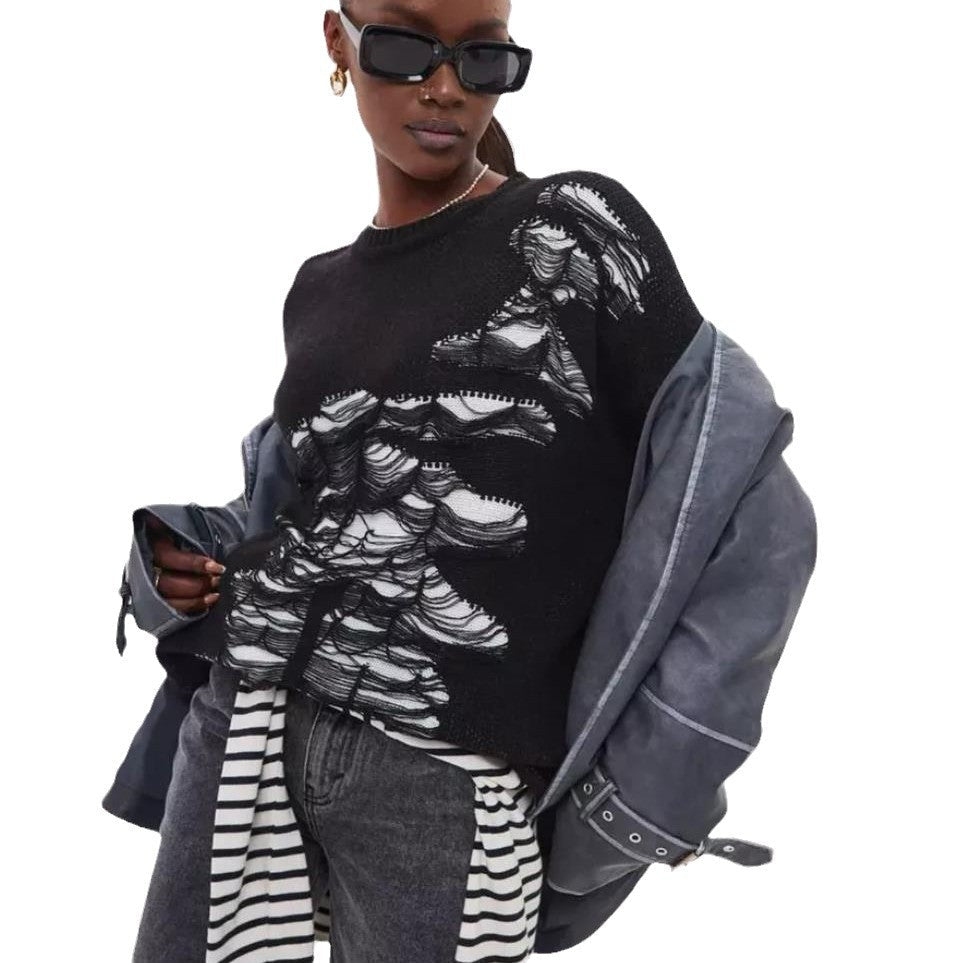 Damen Oversized Pullover mit kreativem Strukturdesign und einzigartigen Details R&B
