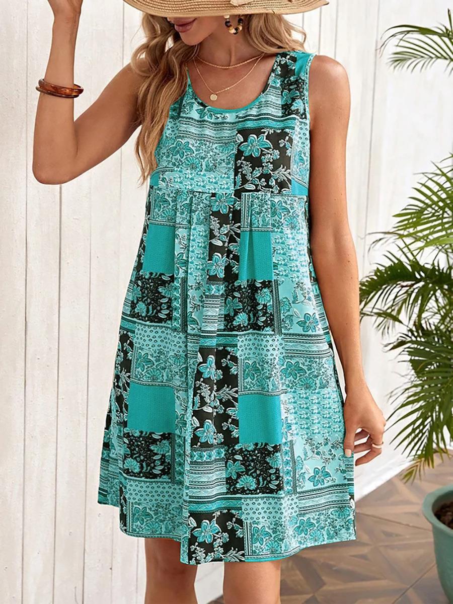 Damen Sommerkleid mit floralem Patchwork-Design R&B