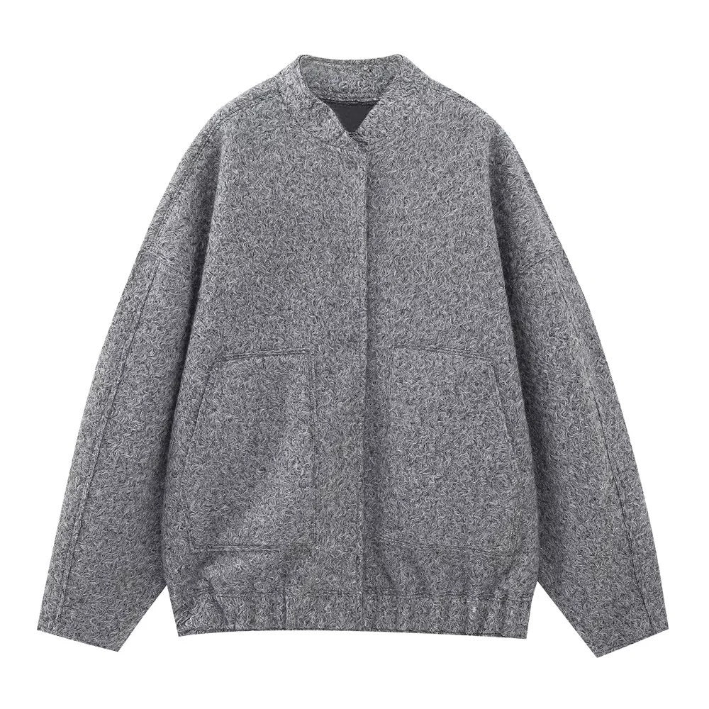 Damen lässige Jacke im Oversized-Stil mit praktischen Taschen R&B