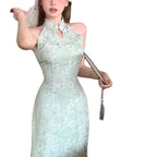 Damen Elegantes Abendkleid mit schickem Hochkragen und floralem Muster