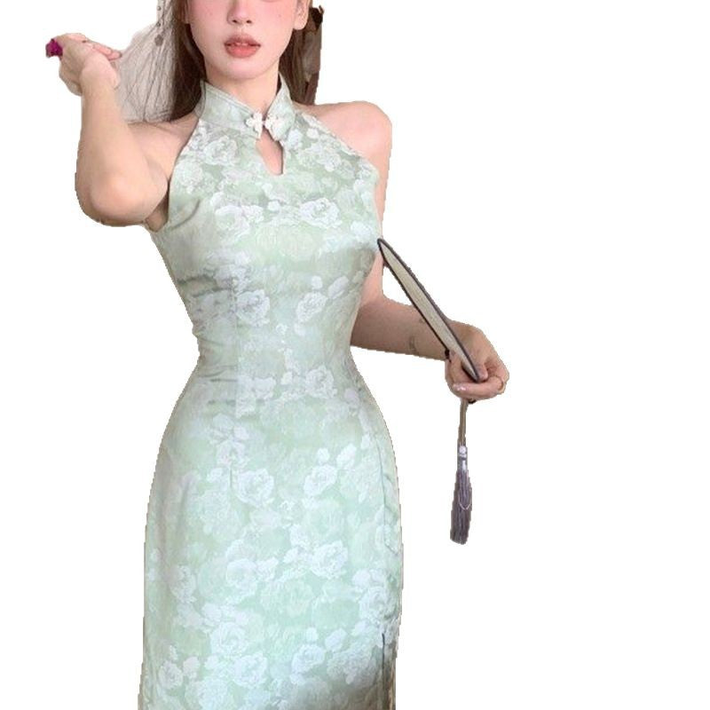 Damen Elegantes Abendkleid mit schickem Hochkragen und floralem Muster