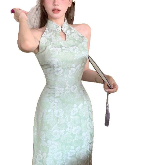 Damen Elegantes Abendkleid mit schickem Hochkragen und floralem Muster R&B