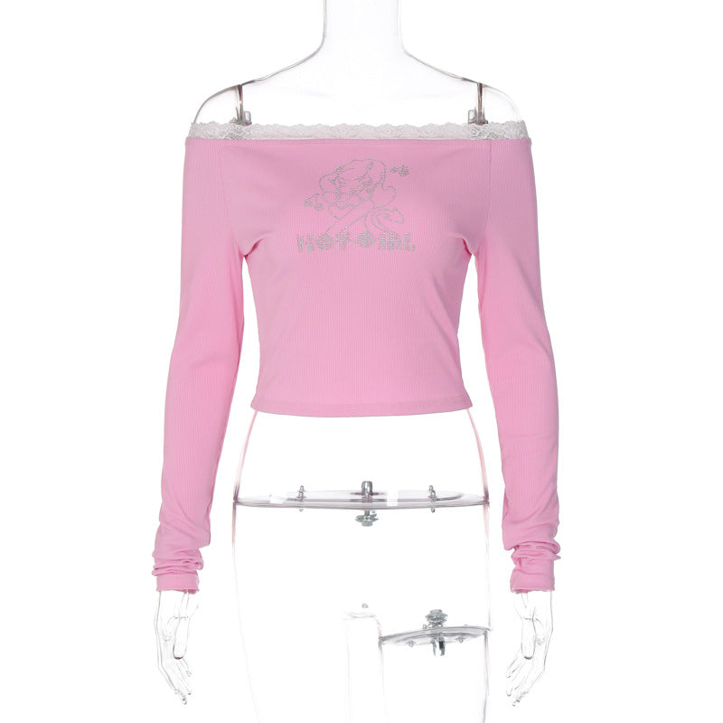 Damen Oberteil mit Off-Shoulder Design und romantischem Spitzenbesatz R&B
