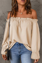 Damen Off-Shoulder Bluse mit Rüschendetails R&B