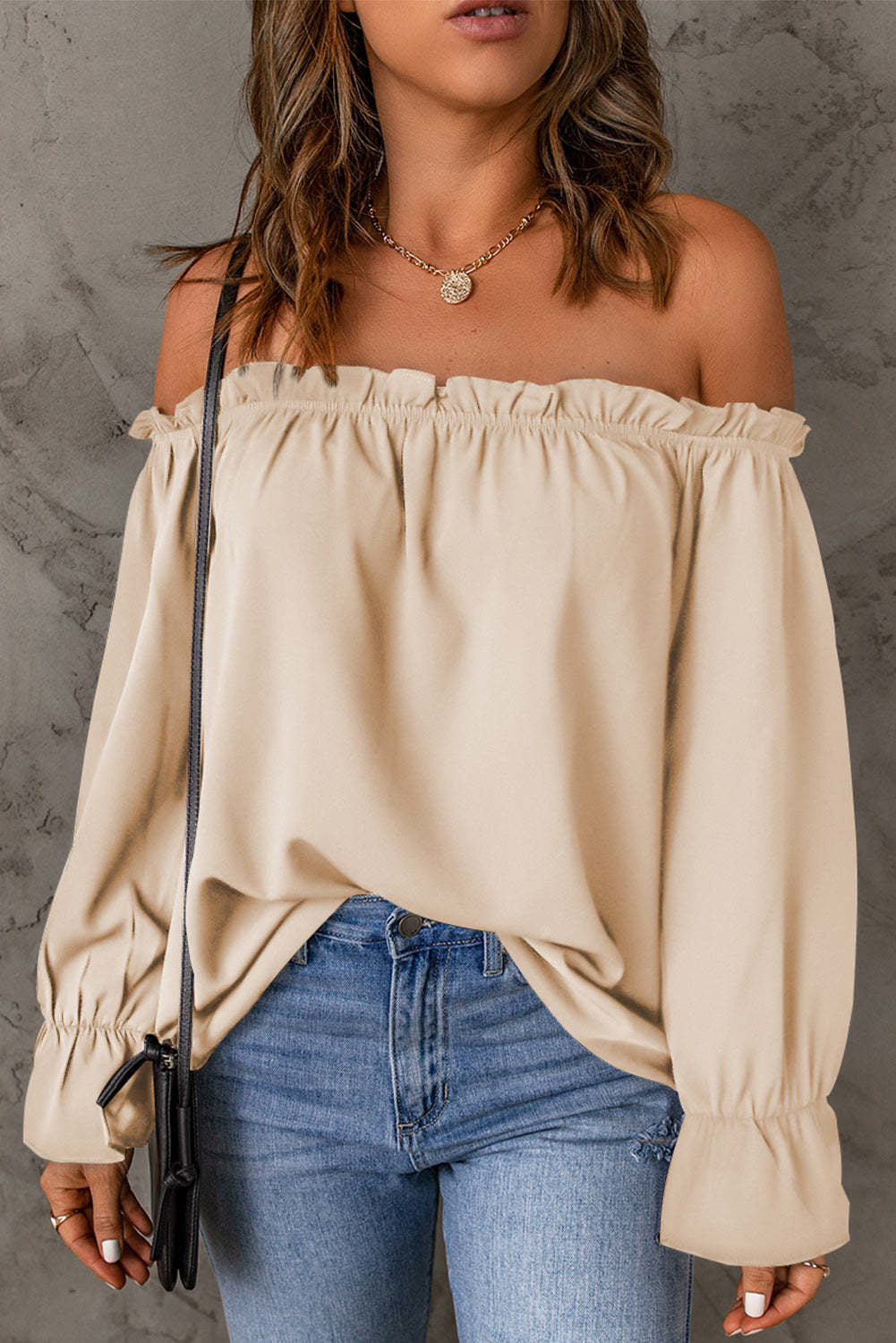 Damen Off-Shoulder Bluse mit Rüschendetails R&B